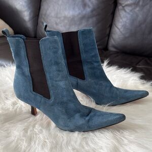 Michelle K Y2K Blue Suede Ankle Boots size 7.5